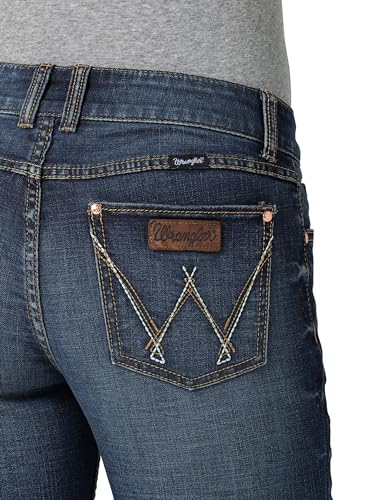 Wrangler Women's Retro Mae Rise Stretch Boot Cut Jean, Mid Wash, 3W x 30L