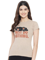 Preneum Womens Cotton Regular Fit Latest Graphic Stylish Printed Short Sleeves Casual T-Shirt || Trend & Styles (Pack 3), Brown