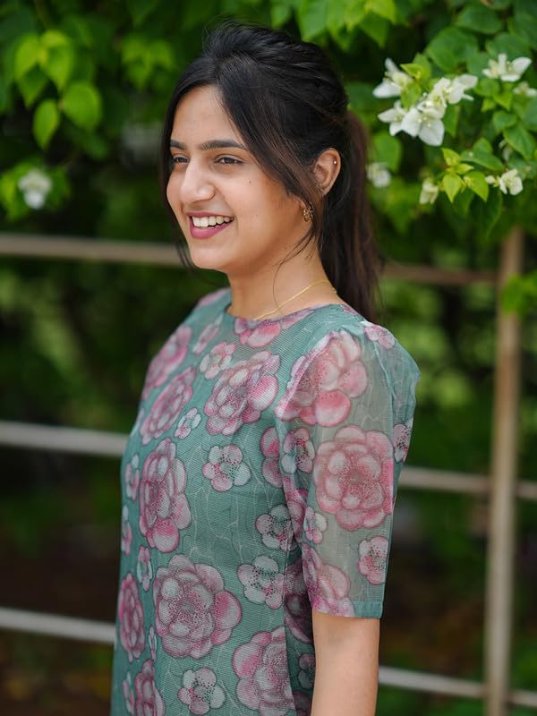 24 Carat Suit WomenS Chanderi Printed Long Kurti | Ethnic Stitched Kurta For Women | Festive & Casual Wear | Elegant Traditiona