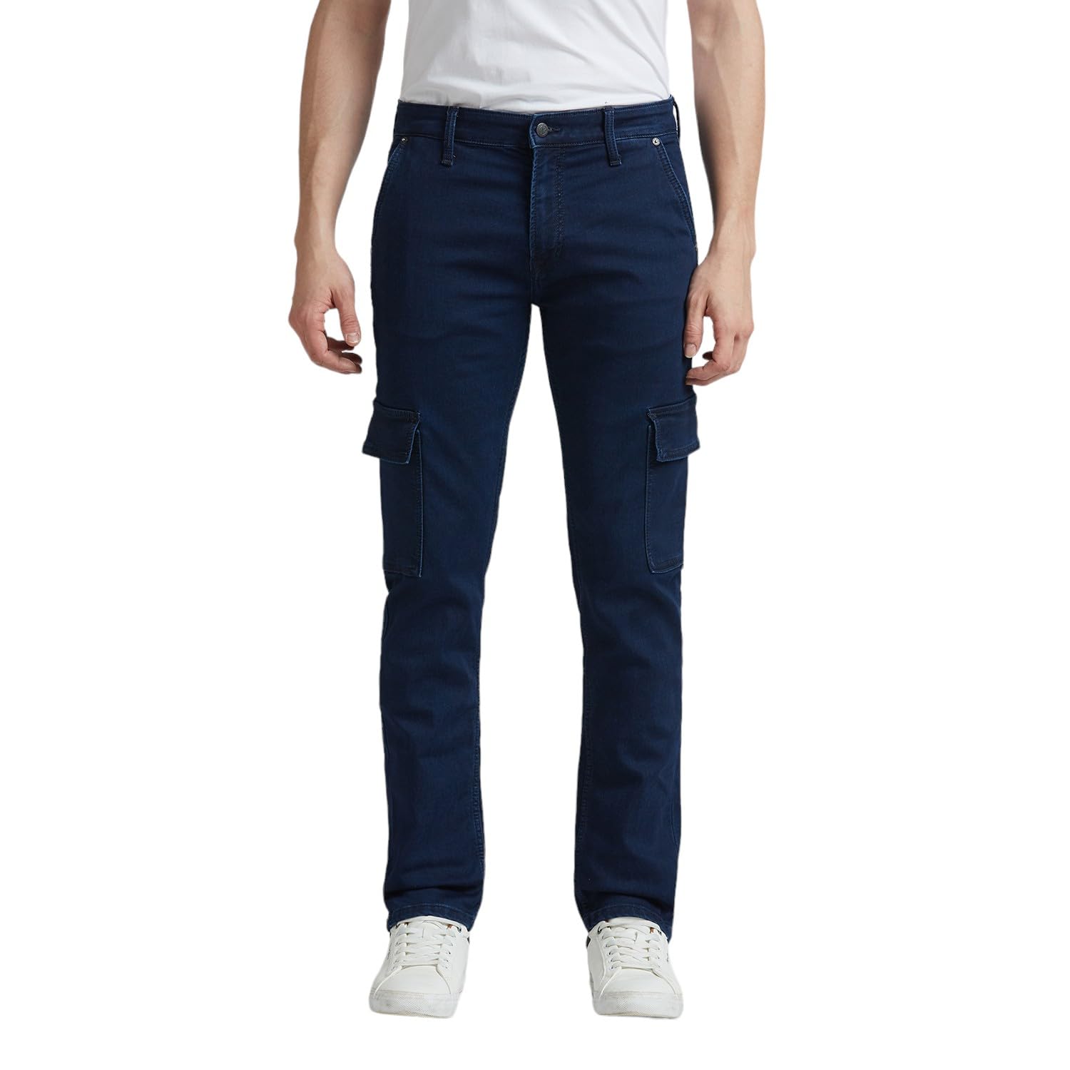 Blue Mid Rise Straight Gymindigo Cargo Jeans
