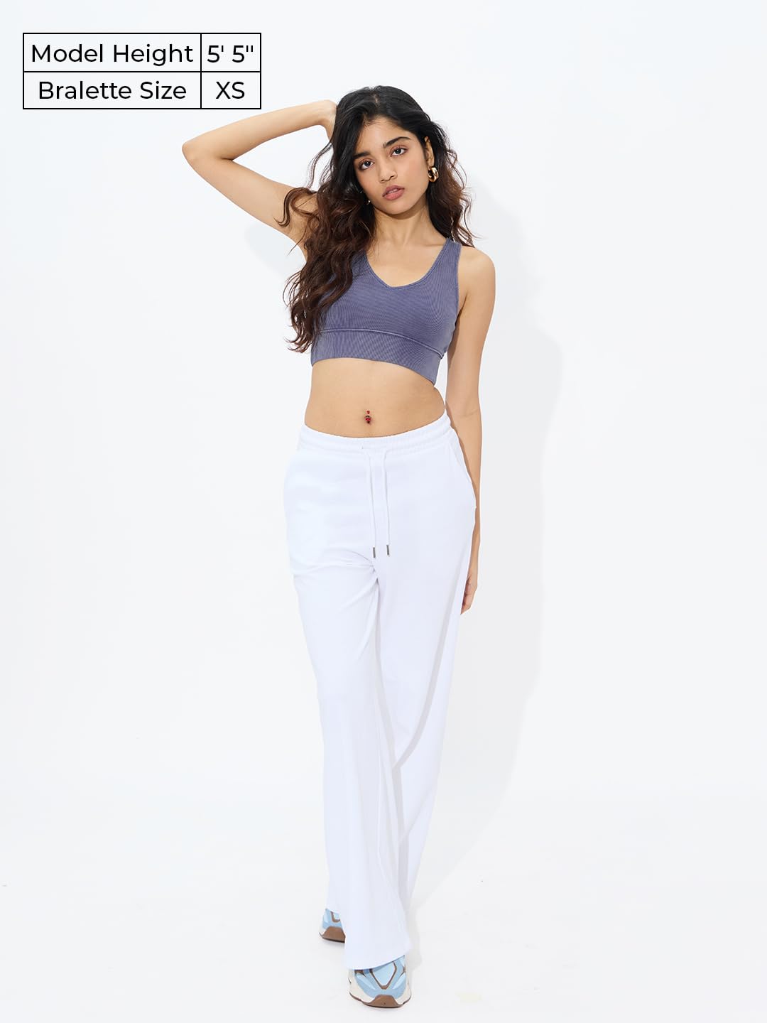 The Souled Store Solids: Acid Wash Lavender Women and Girls Sleeveless V Neck Cotton Blend Slim Fit Bralette Top