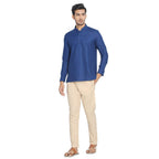 Manyavar MenS Cotton Blend Regular Kurta (Mls0051_Blue_S)