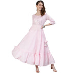 Ishin Women'S Pink Gotta Patti Embroidered Anarkali Kurta Set With Mirror Work