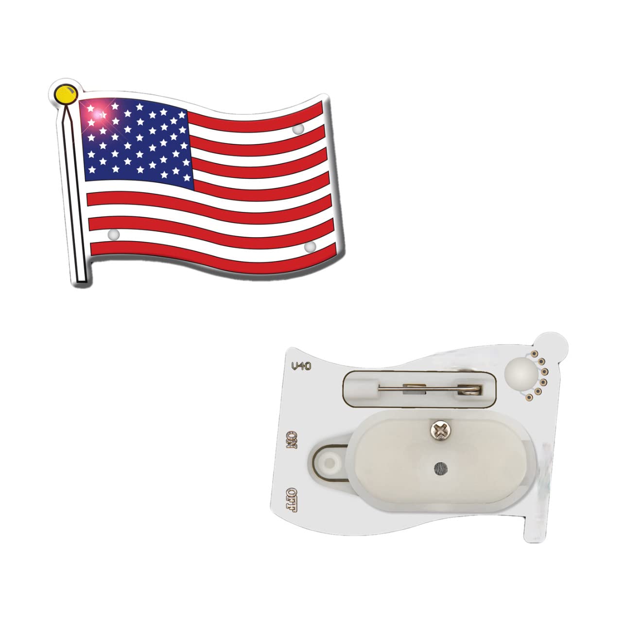 USA Flag Flashing Body Light Lapel Pins by Blinkee