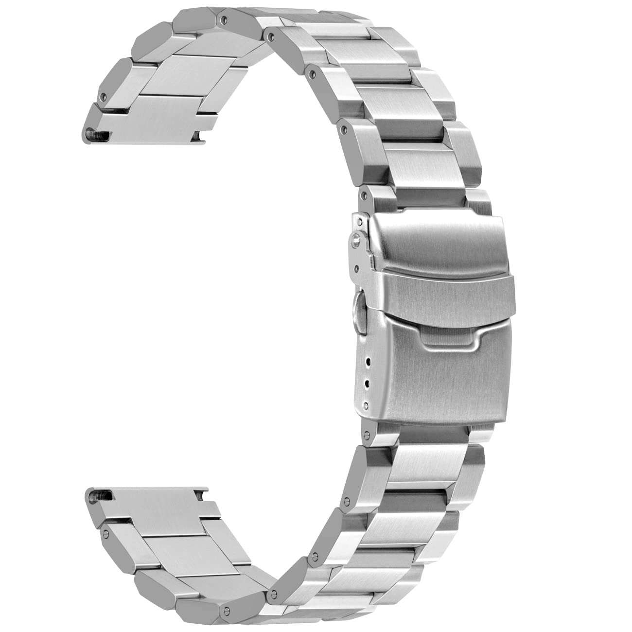 Kai Tian Stainless Steel Watch Band 20mm Brushed & Polished Finish Watch Strap Replacement Bracelet with Fold Over Clasp Double 