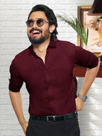 Pinkmint Shirt for Men Cotton Spraed Collar Long Sleeve Casual Shirt