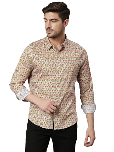 Thomas Scott Mens | Full Sleeve | Printed | Slim Fit | 100% Cotton | Spread Collar | Shirts (Grey_Xl)