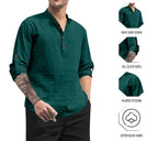 Royalscout MenS Cotton Polyester Blend Solid Regular Fit Full Sleeve Short Kurta Green