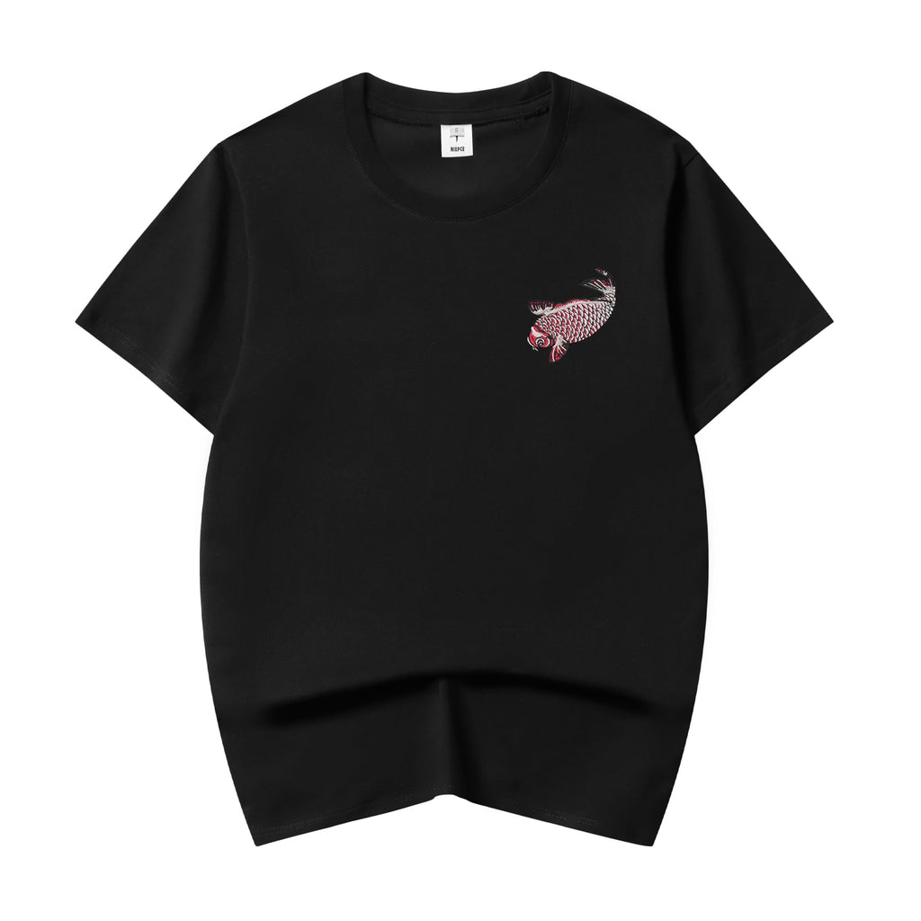 ET520 Red Koi Wave Rider Embroidered Tee