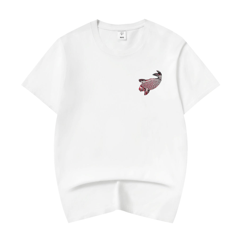 ET520 Red Koi Wave Rider Embroidered Tee
