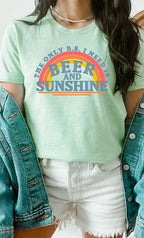 Beer and Sunshine Rainbow Graphic Tee T-Shirt