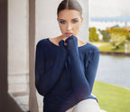 EGI Exclusive Collections Women's Modal Cashmere Blend Long Sleeves Scoop Neck Top. Proudly Made in Italy.