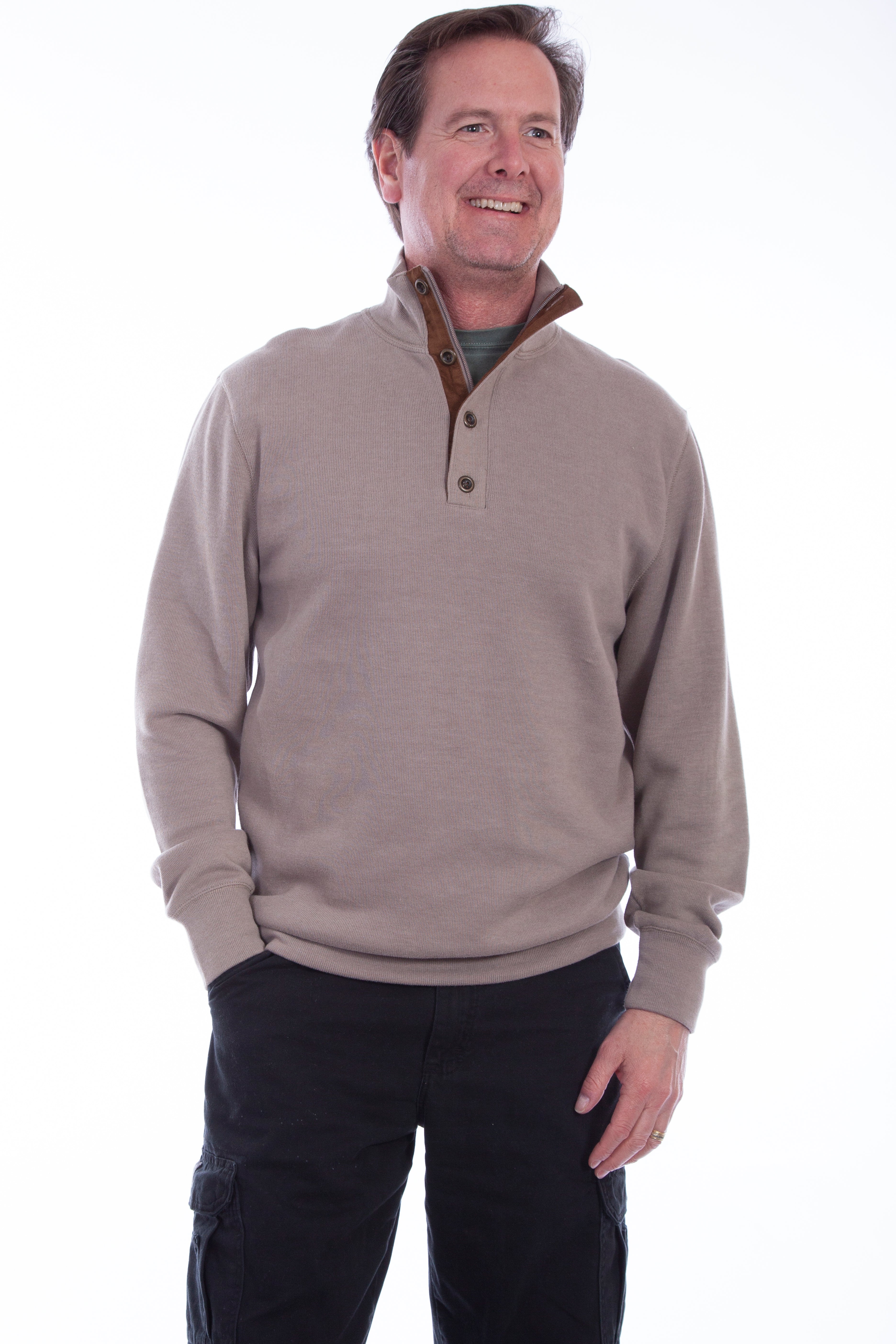 PULLOVER QUARTER ZIP/BUTTON SWEATER
