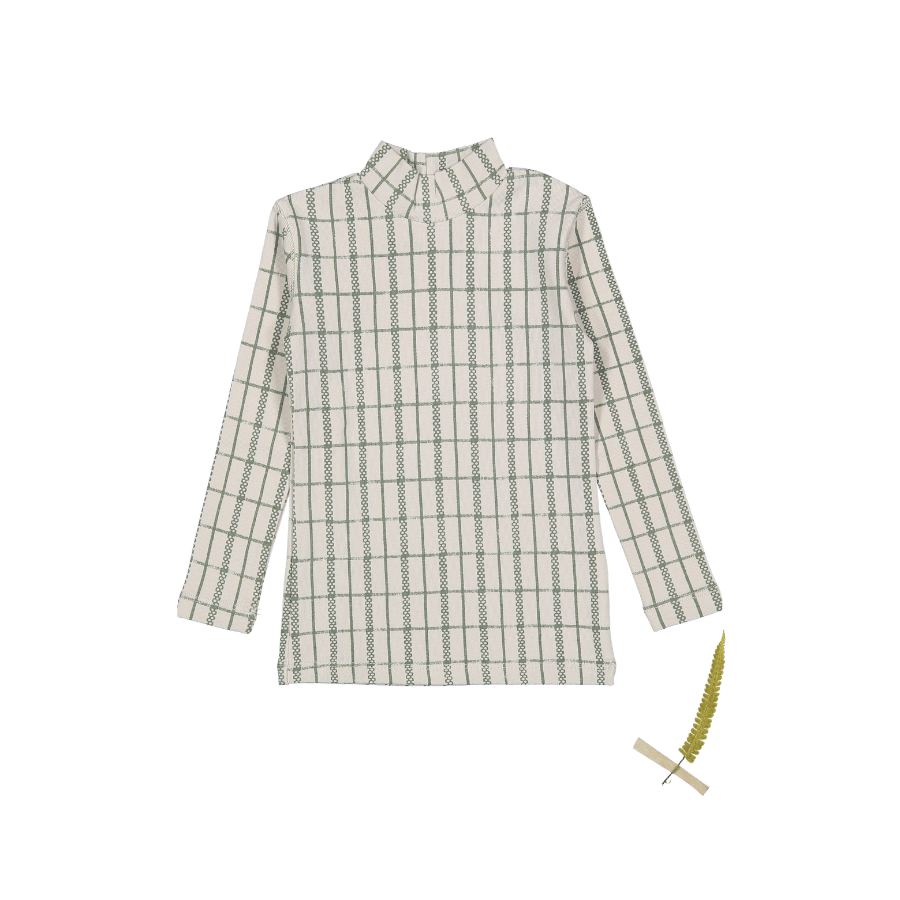 The Printed Turtleneck - Sage Check