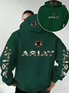 Ariat Letter Print Hooded Sweatshirt – Western Style Graphic Pullover, Rugged Outdoor Country Hoodie, Unisex Casual Apparel