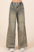 Women's Wide Leg Jeans Women's Jeans - Everyday Comfort - Washed Wide Leg