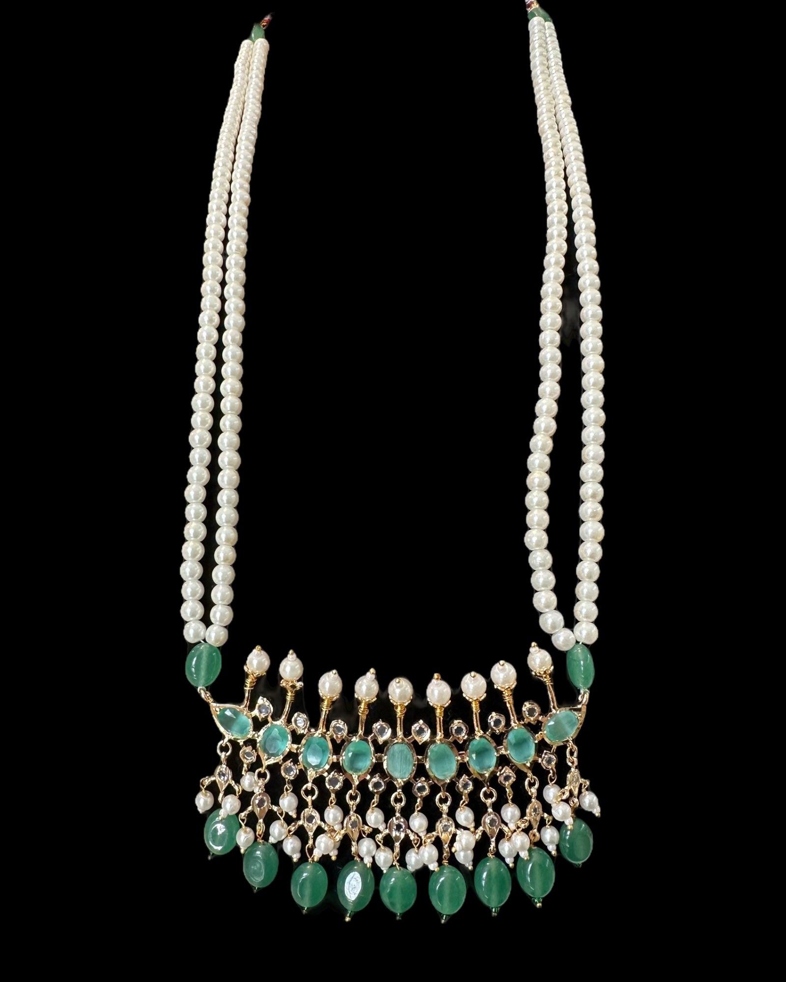 PS563 Tirmani in mint stones and beads with shell pearls ( READY TO SHIP )