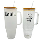 32oz or 40oz Personalized custom Sublimation Clear or Frost Glass Tumbler, Mug, Cup with Handle