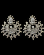 DJET95 Subhana silver plated chandbali earrings tika set  ( READY TO SHIP )