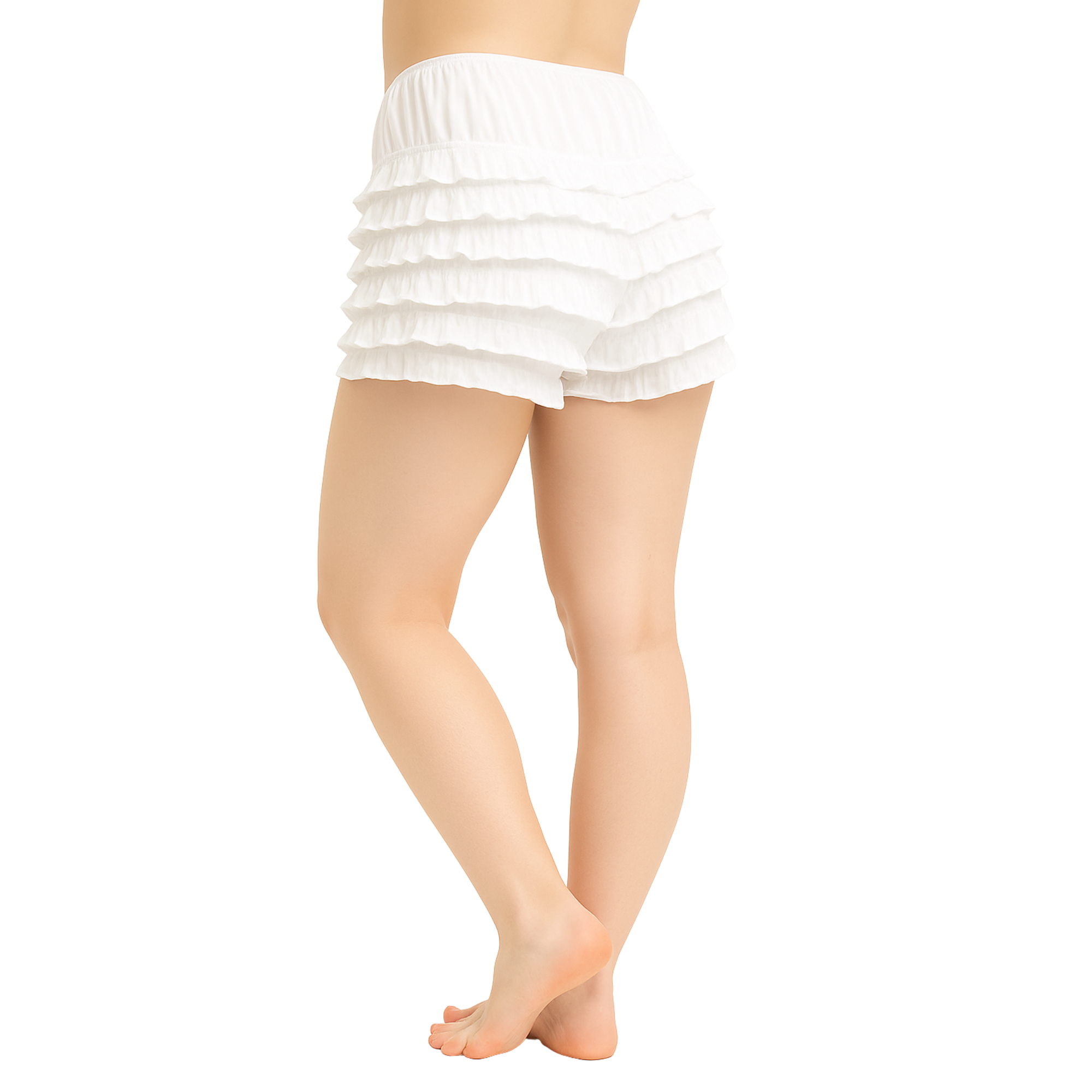 Malco Modes Ruffle Shorts for Women â?? White Shorts Lace Bloomers, Sexy Ruffle Shorts, Halloween Boy Shorts & Y2K Costumes