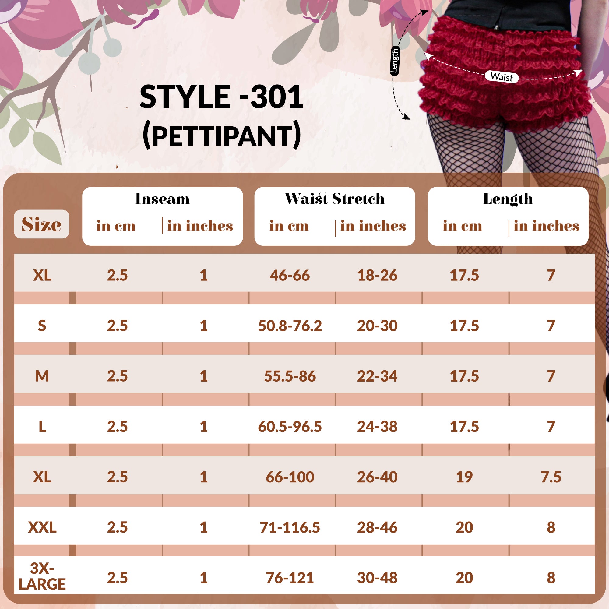 301 Women's Sexy High Waist Ruffled Petti pants-Ruby Red