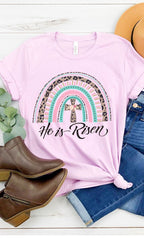 He Has Risen rainbow cross Graphic Tee T-Shirt