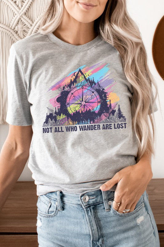 Not All Who Wander Are Lost Mountain Graphic Tee T-Shirt