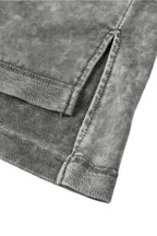 Light Grey Mineral Wash Drop Sleeve Patchwork Plus Size Tee