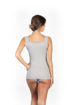 BASIC COTTON Free Spirit Premium Quality 100% Cotton Women's Lace Trim Tank Top Made in Italy