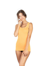 BASIC COTTON Free Spirit Premium Quality 100% Cotton Women's Lace Trim Tank Top Made in Italy