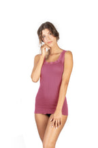BASIC COTTON Free Spirit Premium Quality 100% Cotton Women's Lace Trim Tank Top Made in Italy