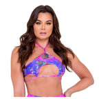 6058 - Tie-Dye Keyhole Tie Top - Medium / Blue/Multi