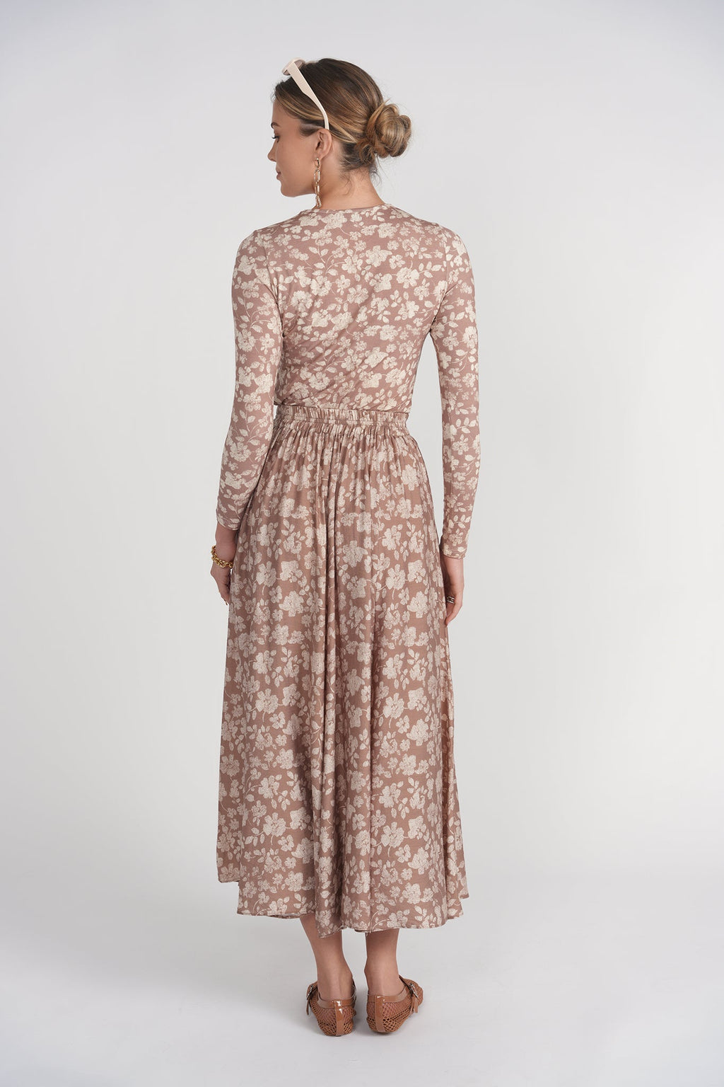 Paneled Slip Skirt Maxi- Mocha Floral