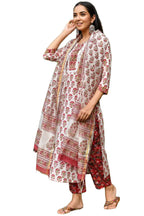 Gosriki Women'S Cotton Blend Straight Printed Kurta With Pant & Dupatta (White-Bone-Gs_Xl_White_X-Large)