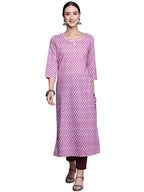 Ishin Women'S Cotton A-Line Printed Sequins Leheriya Print Purple Kurti Inwka0341_Pl_S_Purple