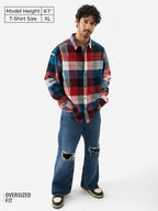 The Souled Store Plaid: Black/Blue/Red Checks Long Sleeve Collared Neck Button Down Cotton Relaxed Fit Shirts for Men and Boys -