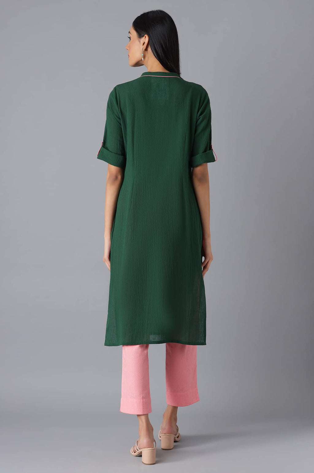 Aurelia Green Geometric Printed Printed Cotton Regular Kurta For Women