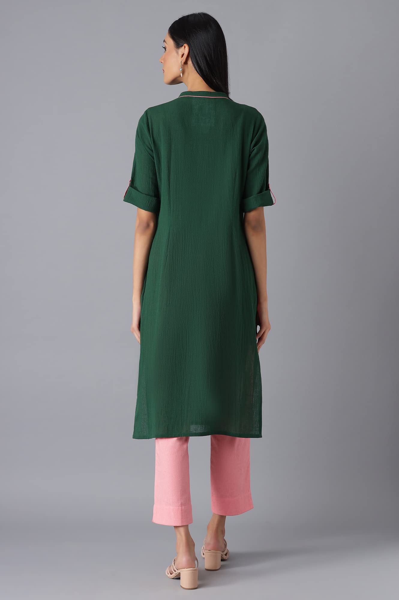 Aurelia Green Geometric Printed Printed Cotton Regular Kurta For Women
