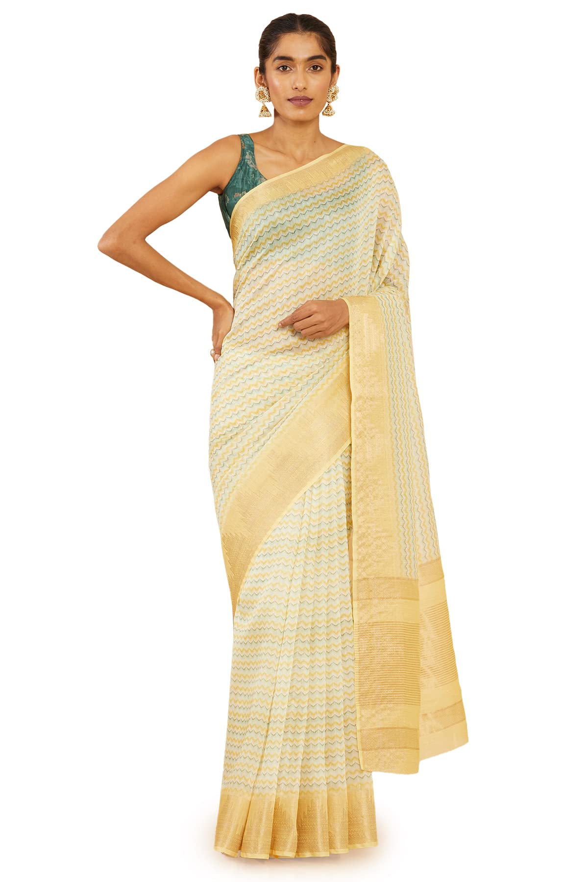 Soch Women Chanderi Striped Saree