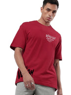 Bewakoof X Marvel Venom Men Graphic Print Oversized Fit Half Sleeve Round Neck Cotton Jersey T-Shirt_659614_Red_L