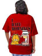 Bewakoof Official Garfield Merchandise Womens Graphic Print Oversized Fit Half Sleeve Round Neck Cotton Plus Size T-Shirt_63413