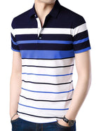 Eyebogler Mens Cotton Blend Casual Polo Neck Half Sleeve Regular Fit Striped Printed Tshirt,Men Best Tshirt, Polo Styles
