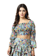OOMPH! Full Sleeve Crop Top, Blue, mt910