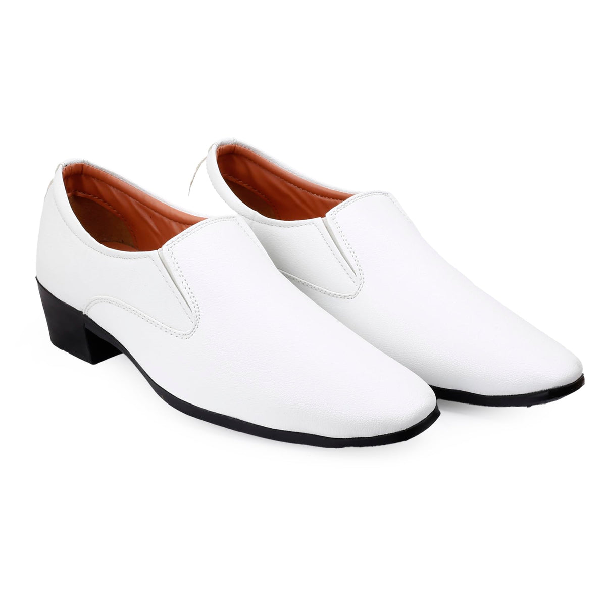 BXXY Mens 5.08 CM Heel Height Increasing White Casual Formal Slipon Moccasion Shoes  9 UK 9