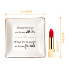 HOME SMILE Sister In Law Gifts-Ceramic Ring Dish Decorative Tray Gifts For Sister In Law, Valentine's Day Birthday Christmas Wed