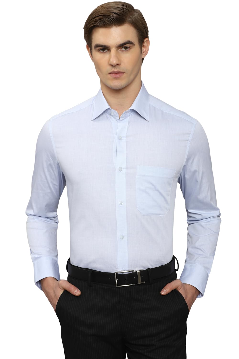 Louis Philippe Men Blue Classic Fit Solid Full Sleeves Formal Shirt