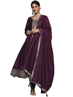 Libas Womens Silk Blend Kurta Sets (33458O_Purple