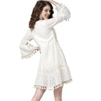 Ishin WomenS Pure Cotton Off White Zari Embellished A-Line Dress