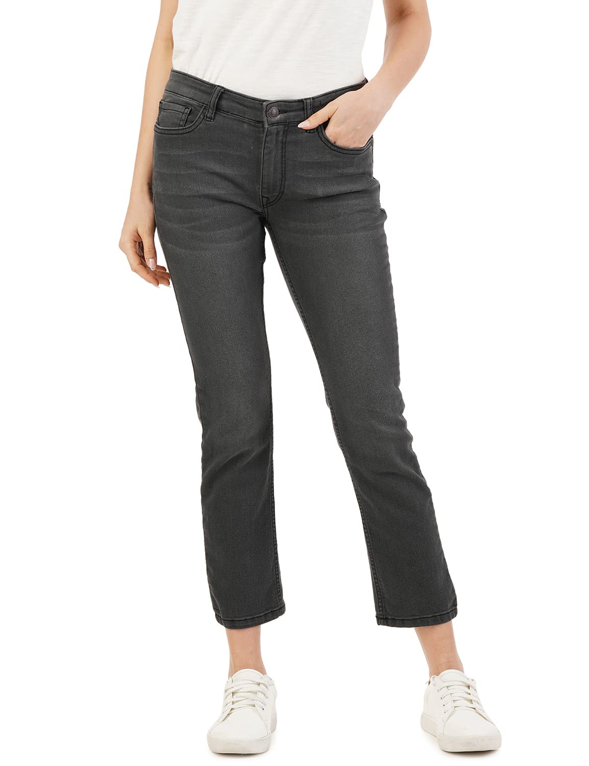 INKD Womens Buttersoft Skinny Fit Jeans- Stretchable (Graphite, 30)