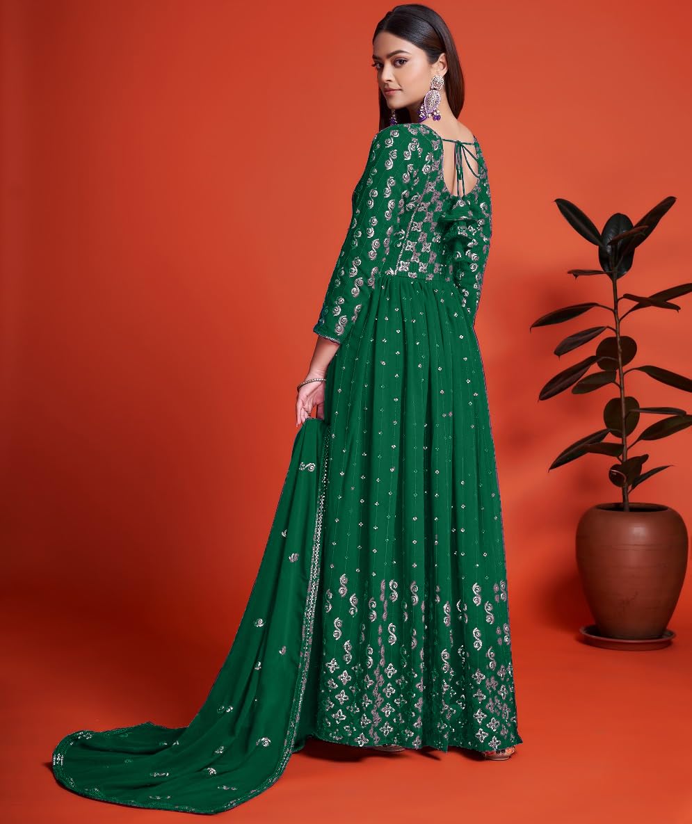 Fashion Basket Women'S Anarakali Kurta With Dupatta Set (Green)